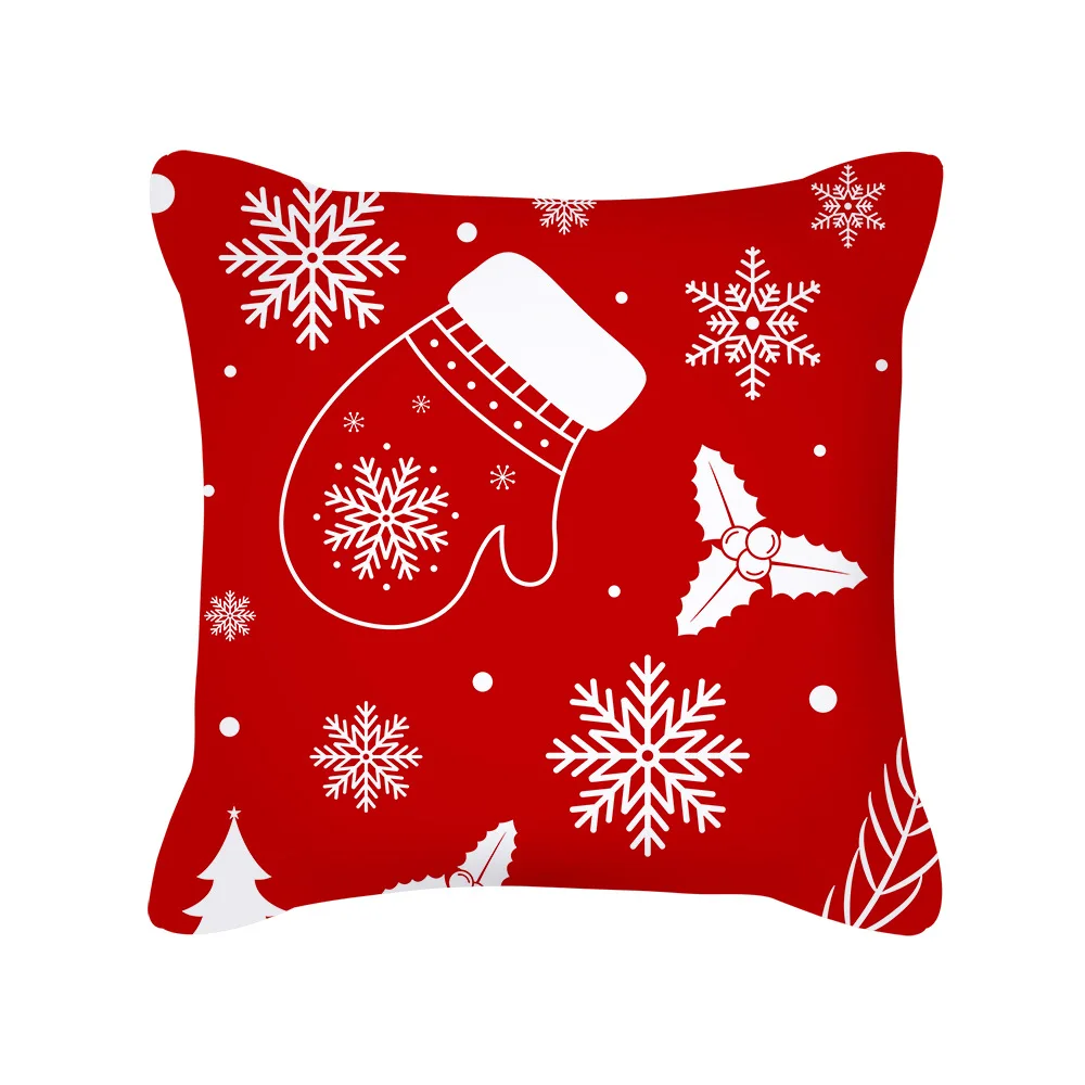 45*45CM Nordic Cartoon Christmas Pillow Cover with Santa, Square Cushion Case for Holiday Gift & Home Decor