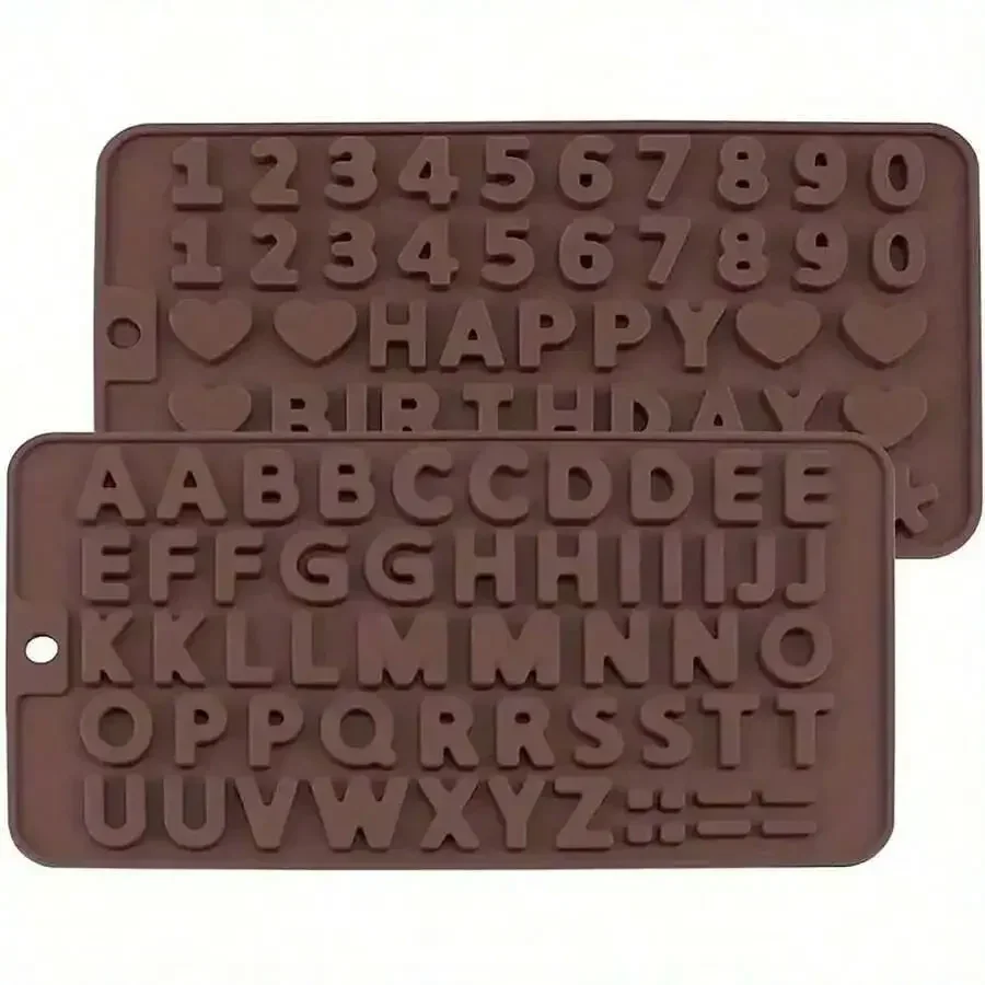 

2pcs Silicone Chocolate Letter And Number Mold , Non-Stick For Easy Release , Ideal For Cake Decoration And Birthday Parties