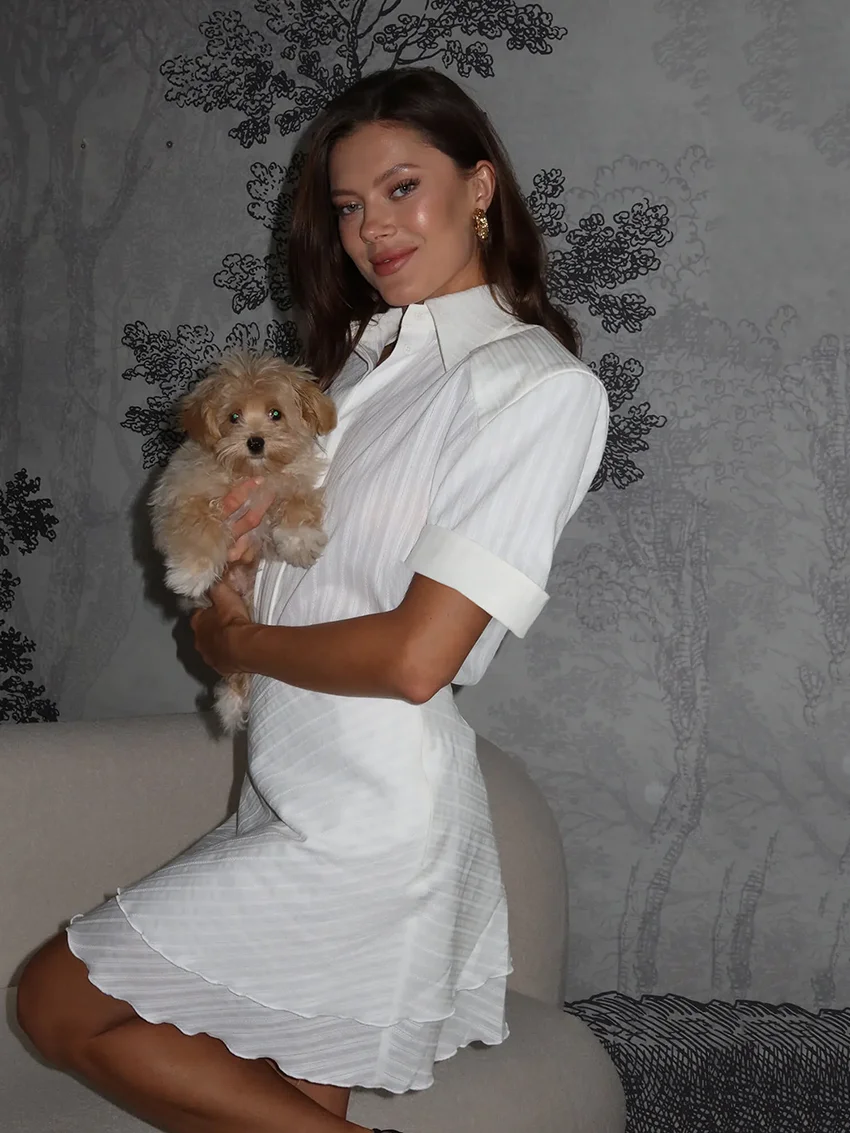 Marthaiqiq Cotton Ladies Sleepwear Suit Short Sleeve Nightgown Turn-Down Collar Nightwear Skirts Casual Femme Pajama 2 Piece Set