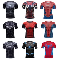 Nuevos hombres Comics Cosplay Spiderman Iron Man Camiseta de compresión camisetas deportivas de manga corta Tops Fitness ropa deportiva Marvel ropa