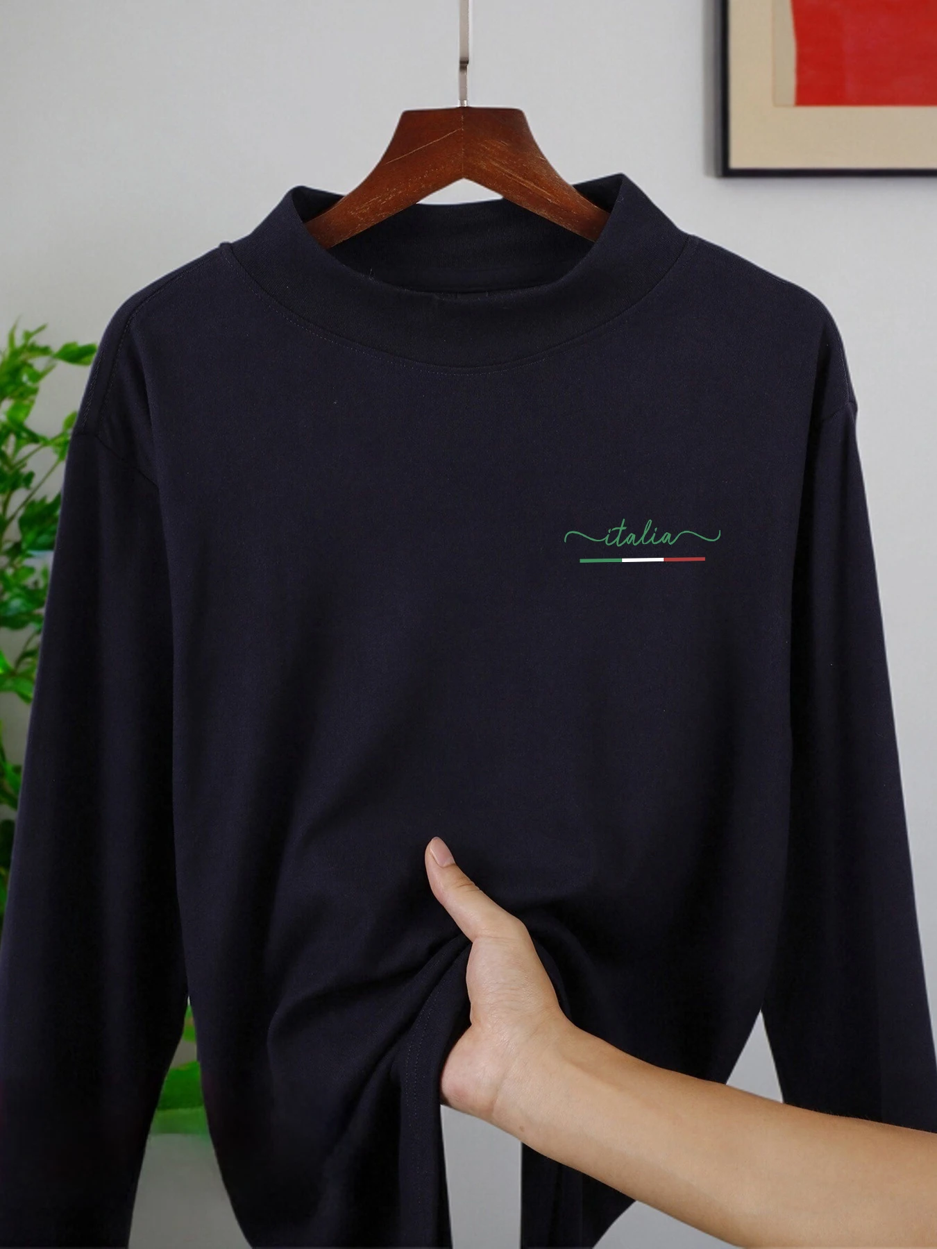 Классические цвета, воспреждающие Италия, мужская футболка с воротником-стойкой, ретро-топ, модная мягкая эластичная одежда унисекс с длинными рукавами