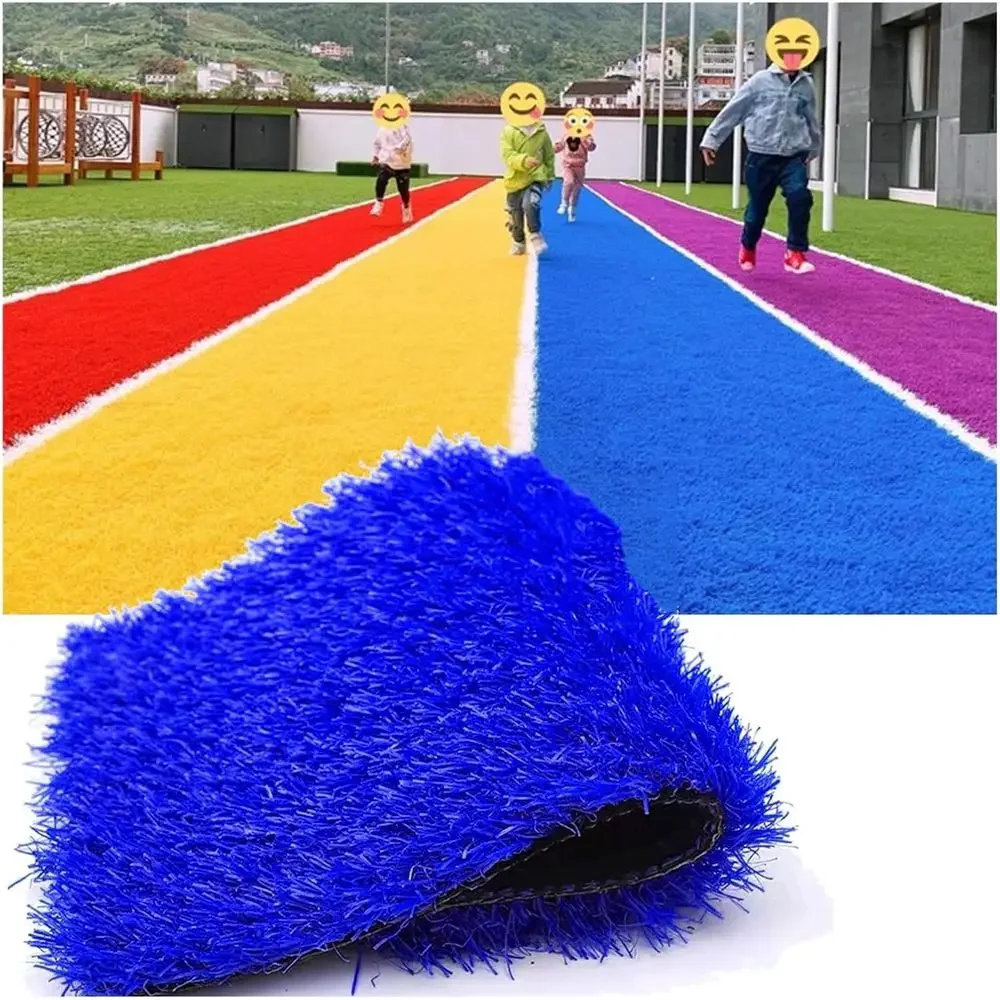Blue 59x118in Synthetic Outdoor Grass Mat with 1.18inch Pile Height and Automatic Drainage for Patio and Pet Areas