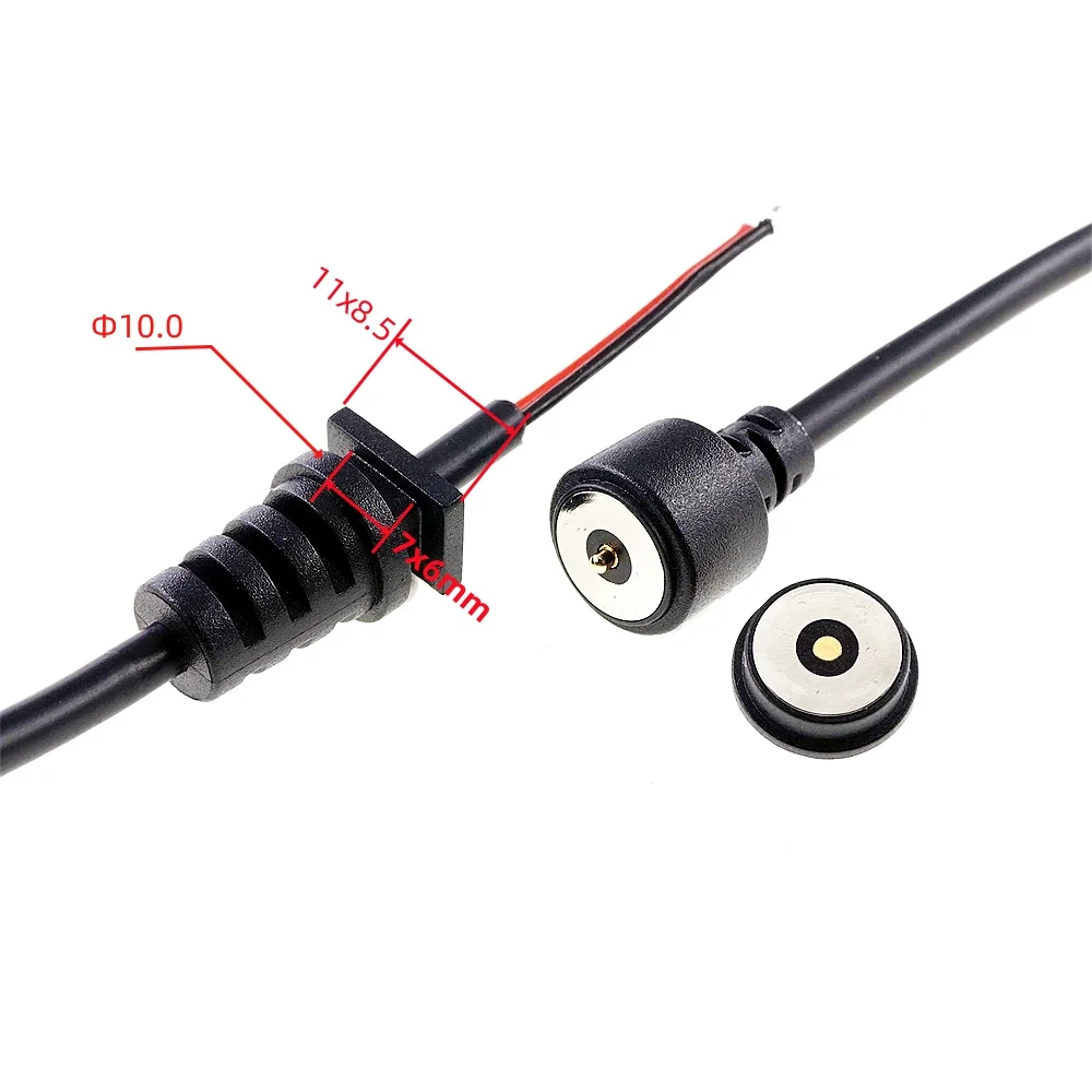 1 3 5 20 Pcs 2 Wires Open DC Magnet Spring-Loaded Pogo Pin Connector Fast Charging Magnetic Cable 12V 3A Power Cord 1.0 Meter