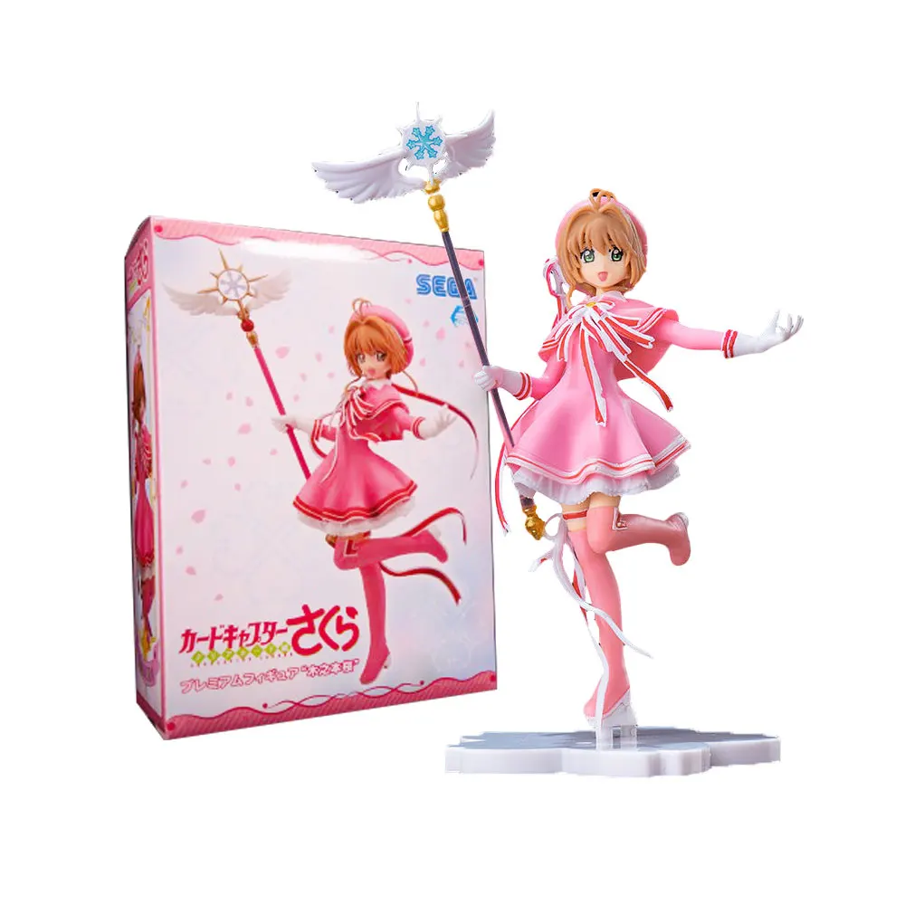 22CM Anime Cardcaptor Sakura Figure Kinomoto Sakura Standing Animation Model Toy Gift Collection Decorative Ornaments PVC