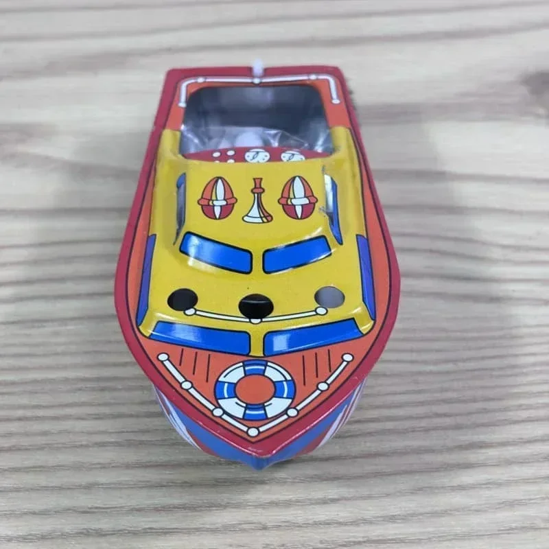 [Divertido] colección para adultos, juguete de cuerda Retro, estaño de Metal, barco de vapor, barco, juguete mecánico, figuras de juguete de relojería, modelo, regalo para niños