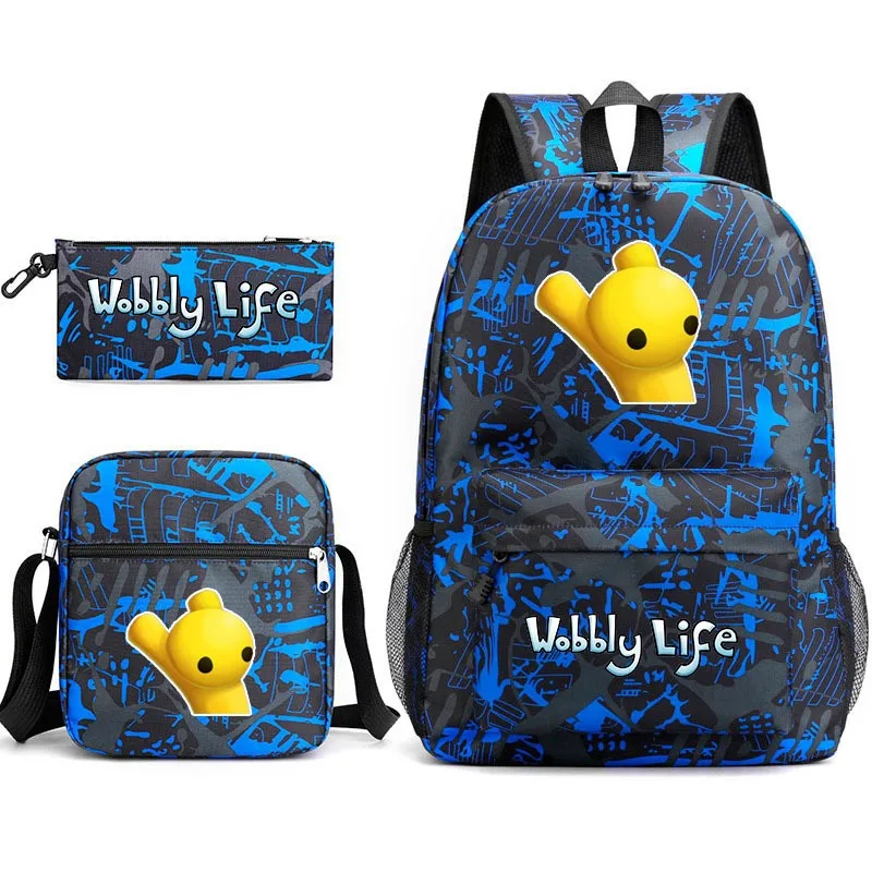 Mode Neue Spiel Wobbly Life Rucksack Bleistift Fall Schulter Tasche Student Rucksack Drei Stück Set Urlaub Geschenk