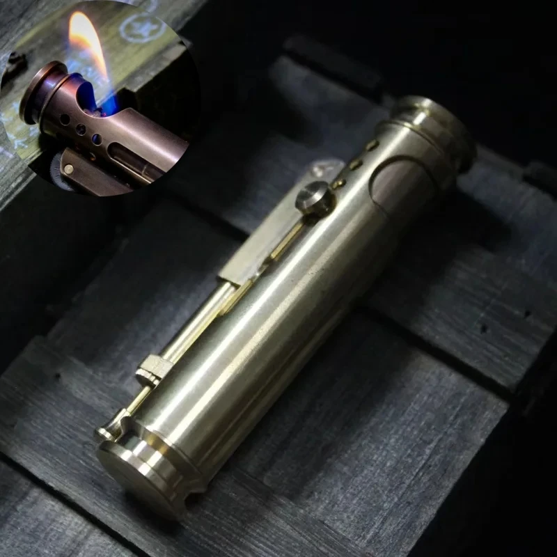 

New Unusual Creative Trench Handmade Pure Copper Open Flame Lighter Retro Portable Windproof Collection Series Smoking Tools