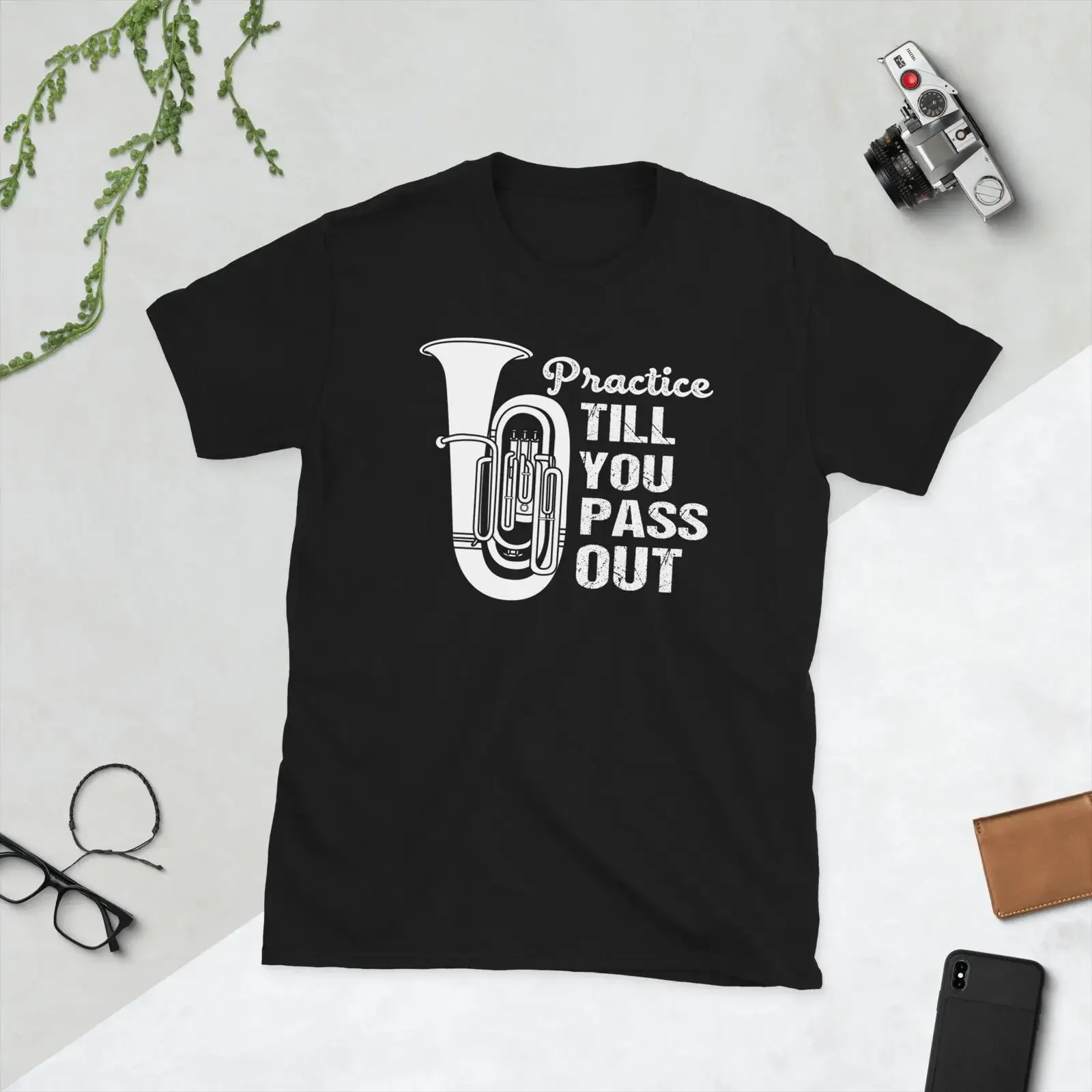 Practice Till You Pass Out Funny Tuba T Shirt Brass Instrument Player Musician Marching Band  vintage Washed Stretched graphic