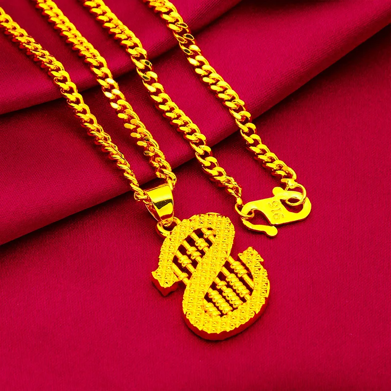 Versatile Daily Gold Neck Chain For Women 24K Gold AU999 All-match abacus pendant style fits office, dating and casual outfits