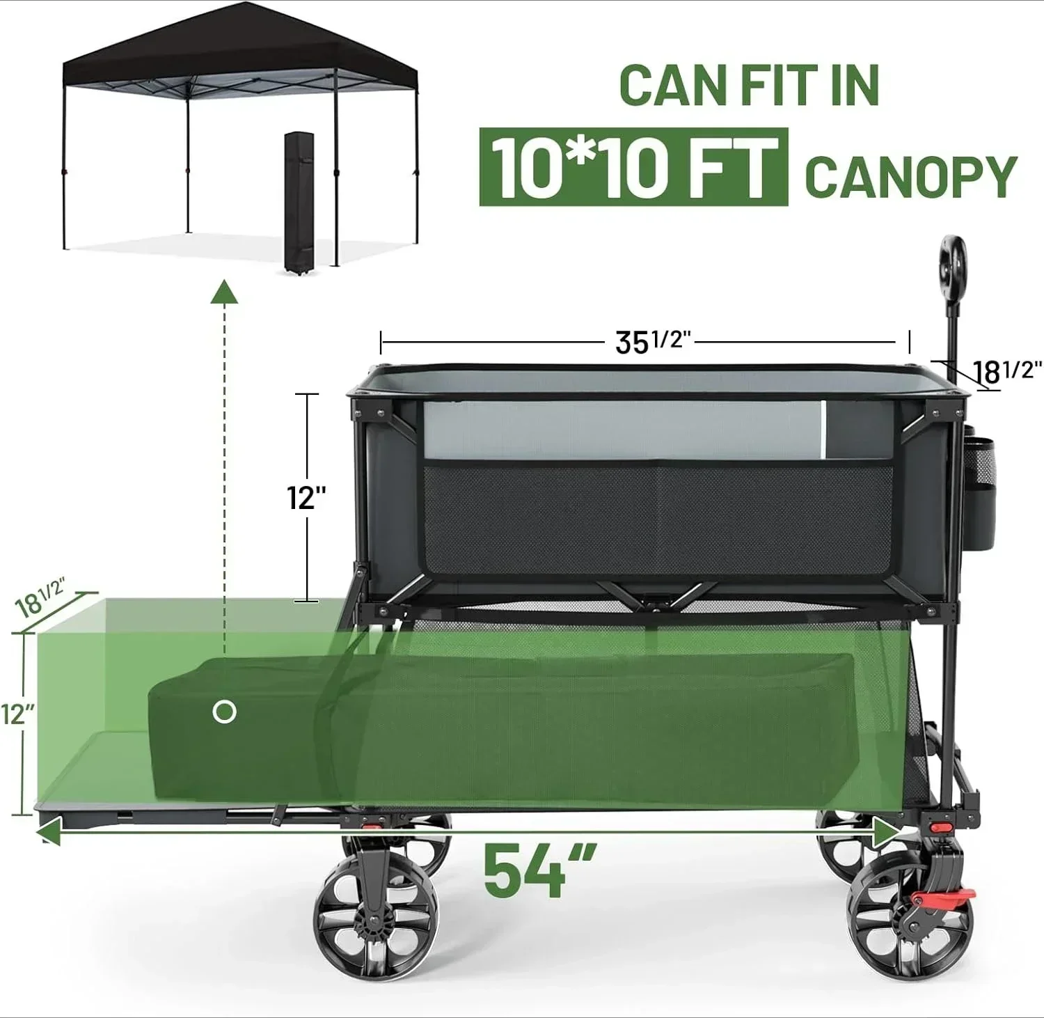 [Free Shipping, New Arrival!]Large Capacity Folding Double Decker Wagon with Brakes, 54