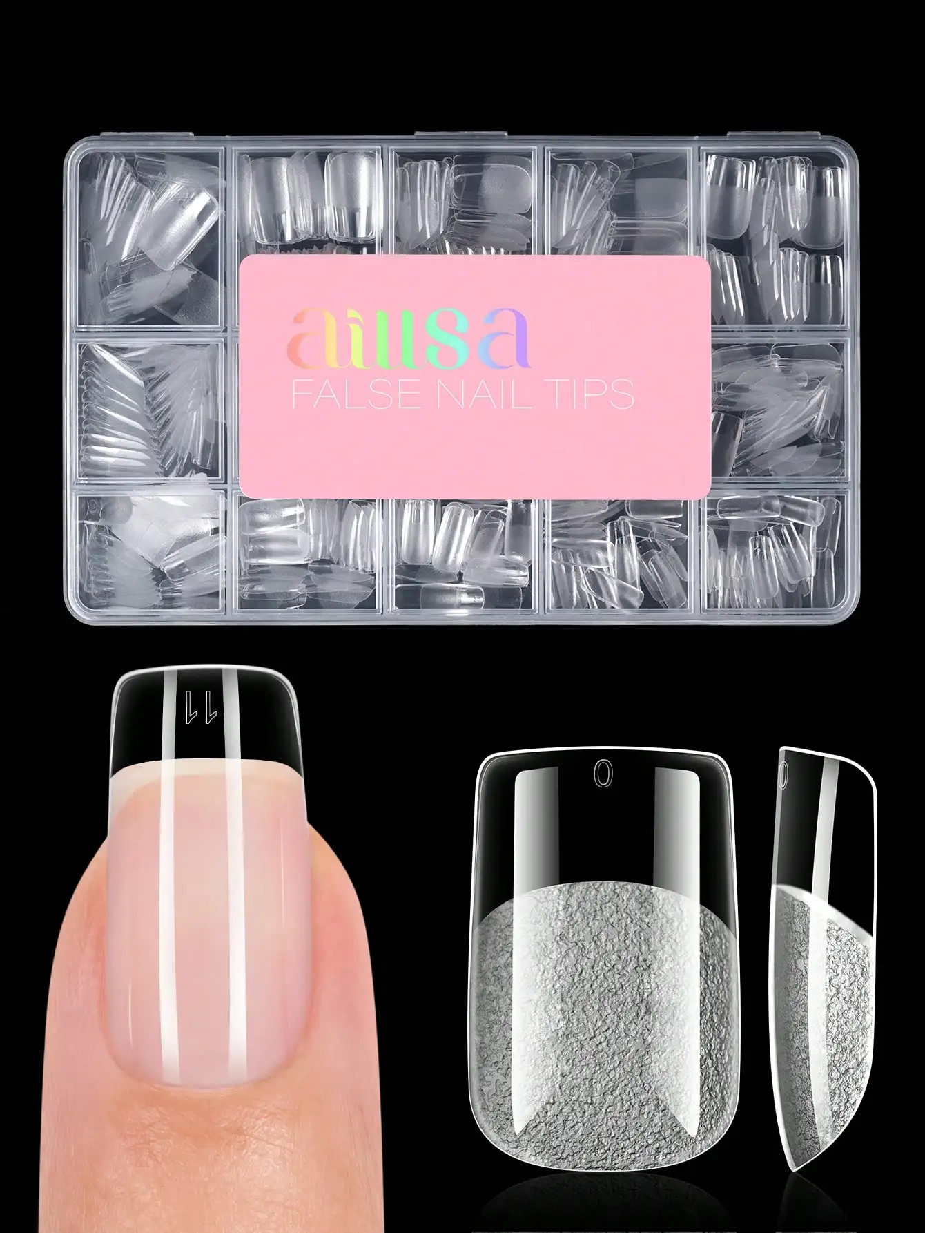 

480/240/120pcs Ultra-Short Almond Boxed Acrylic Nail Tips, 12 Sizes, Half Frosted Inside. Ideal for Nail Salons & DIY Press On Nails. Nail Art Supplies.