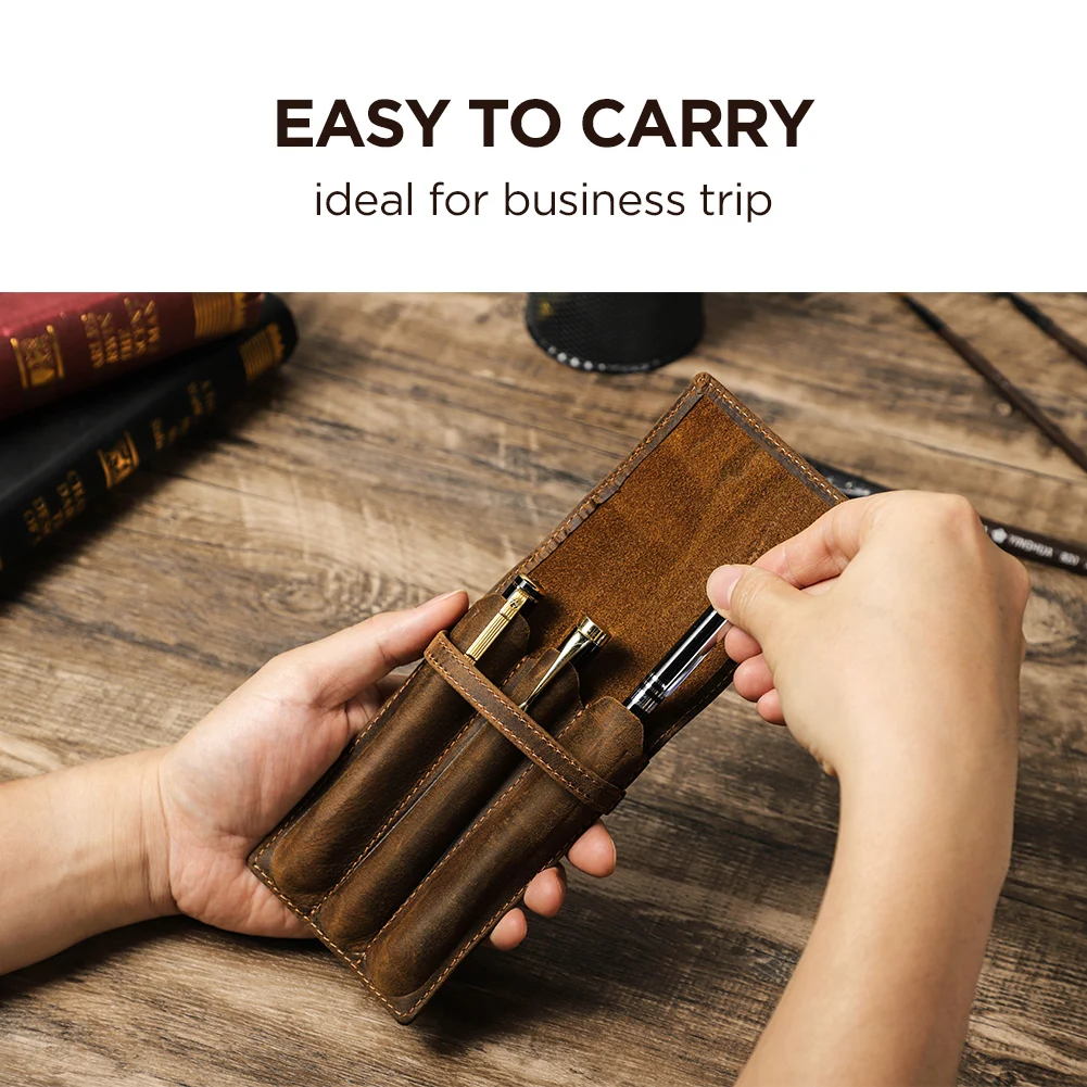 Ручной работы футляр для ручек – обзор и цена Leather Fountain Pen Case 3 Slots Pouch