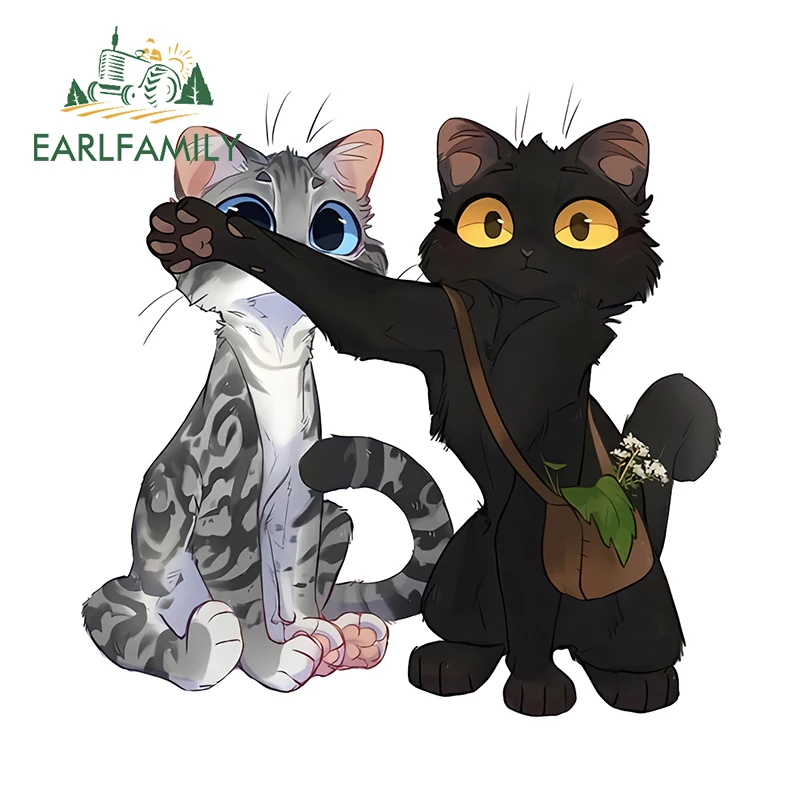 EARLFAMILY 13cm × 12.9cm Catamount Cute Car Stickers Creative Funny Two Animals Design Decals Personal Vinyl Motorcycle Wrap