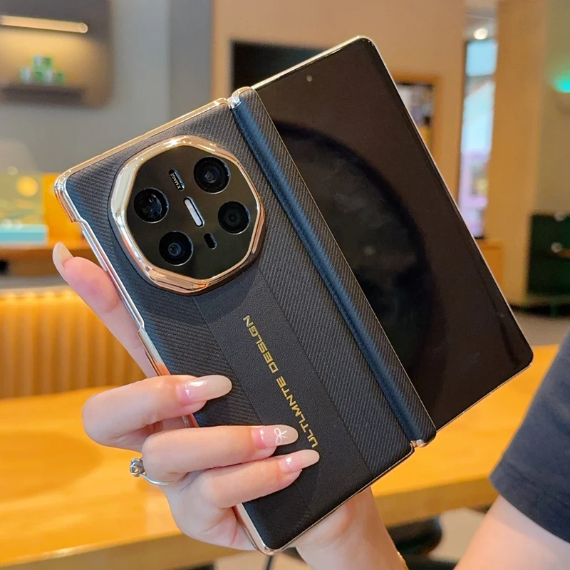 For Huawei Mate X6 X5 X3 double central axis electroplated texture foldable shockproof and fingerprint-resistant phone case view 3