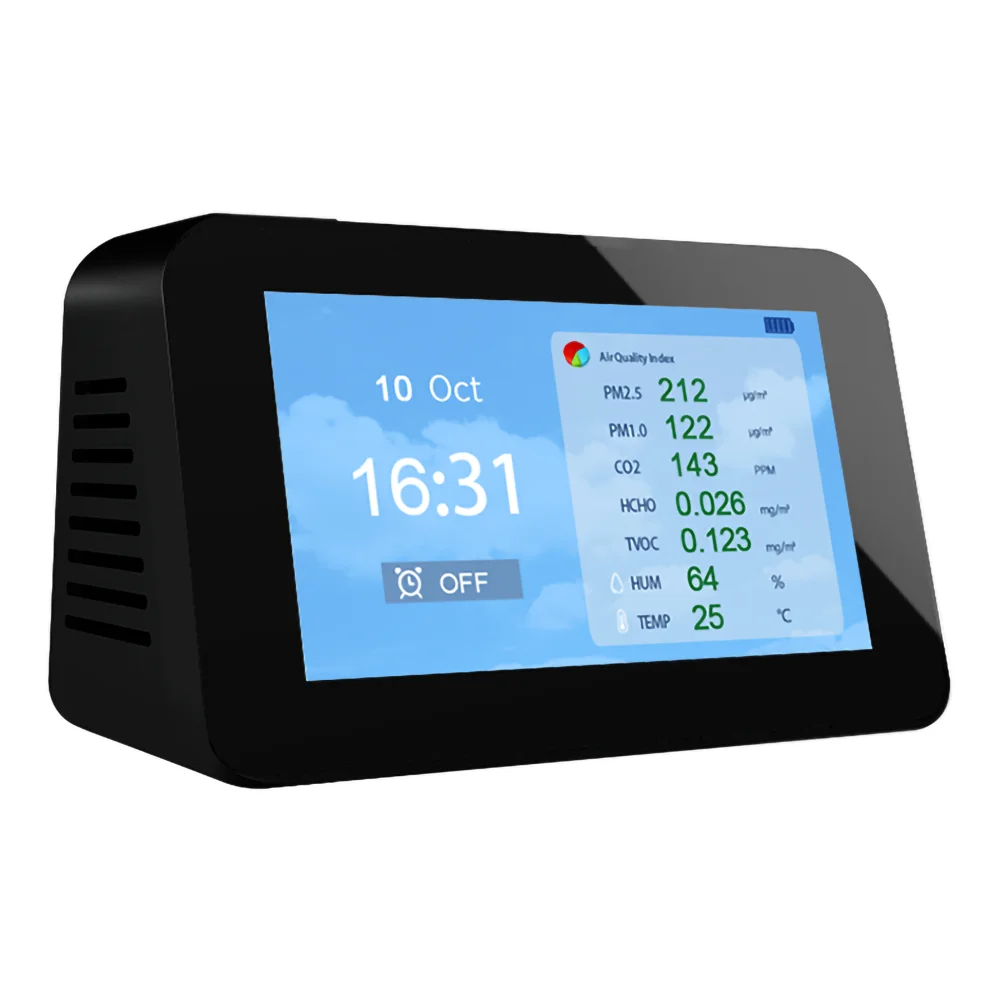 Dienmern Portable Air Quality Monitor New PM2.5 CO2 HCHO AQI Detector Formaldehyde Air Pollution Meter PM1.0 PM10 Gas Analyzers