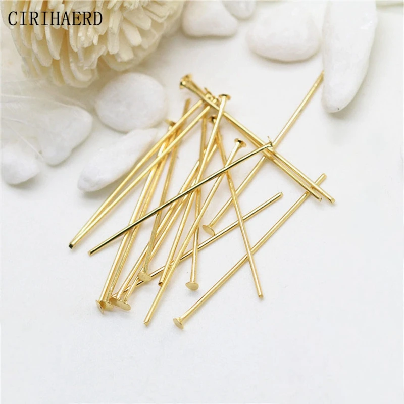 50 Stück DIY hand gefertigten Schmuck Zubehör flache Stifte Modeschmuck Ohrringe machen Komponenten 14 Karat vergoldeten Stift Großhandel viel