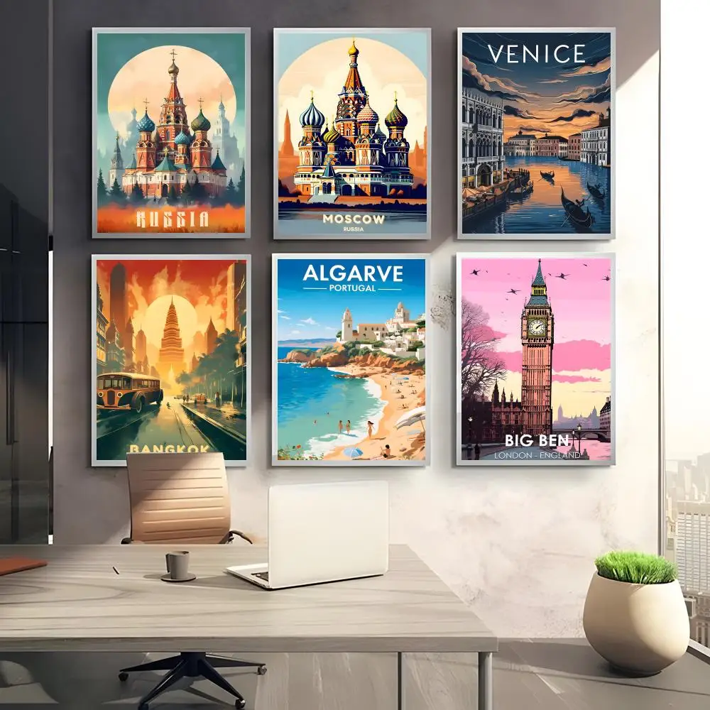ملصق مدينة السفر الحديثة لغرفة النوم وغرفة المعيشة والدراسة وما بعد ذلك ديكور ذاتي اللصق + هدية مثالية