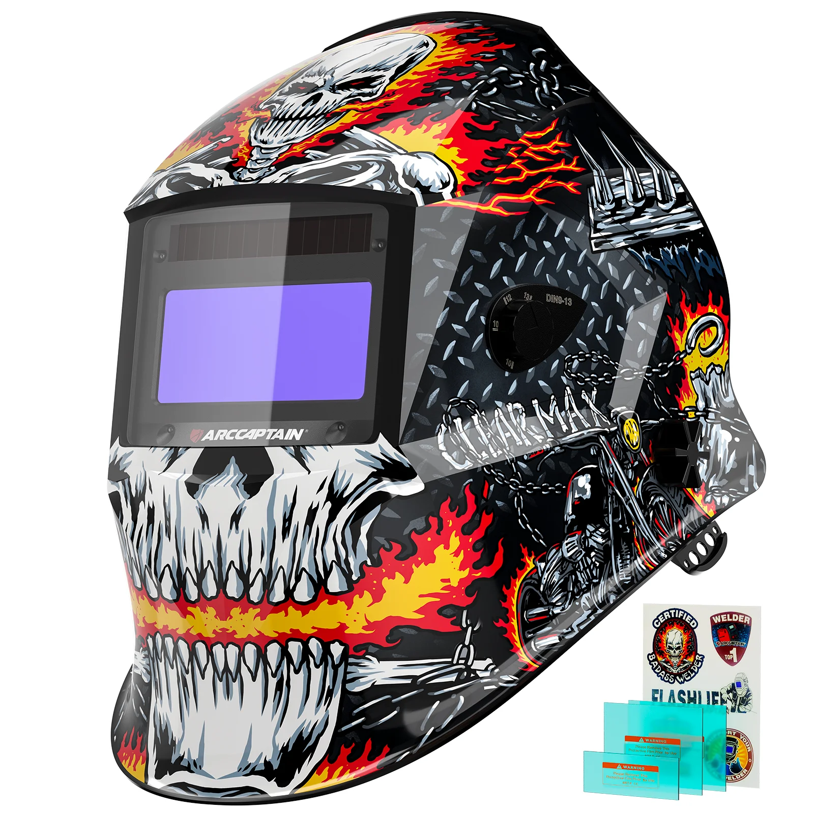 Casque de soudage ARCCAPTAIN, masque de soudeur caméléon, grande vue, couleurs réelles, alimentation solaire, assombrissement automatique pour soudage