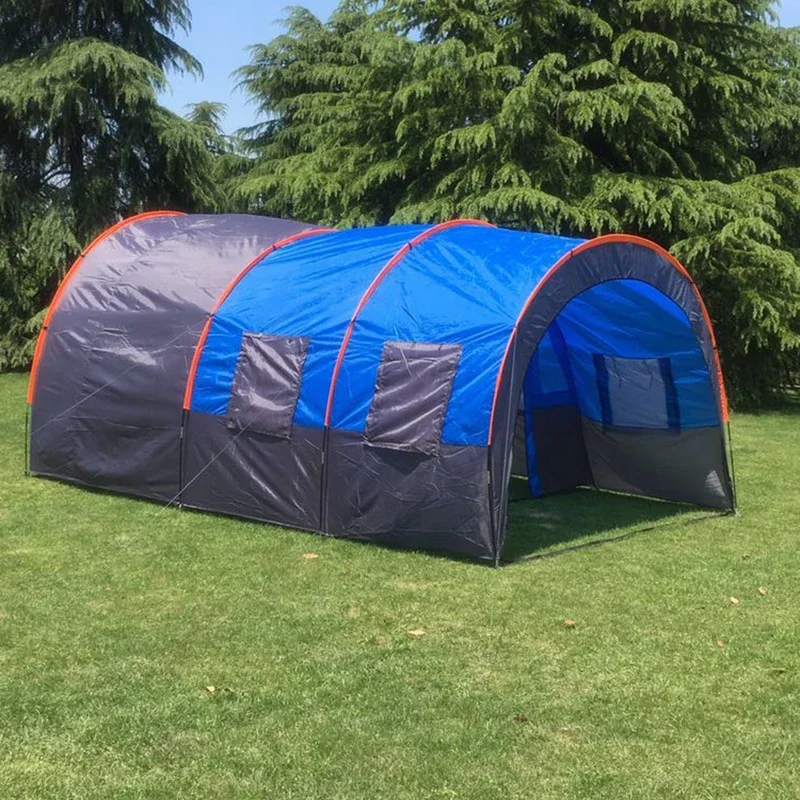 BBQ camping large tunnel tent one room two living rooms rainproof ten people outdoor equipment camping supplies