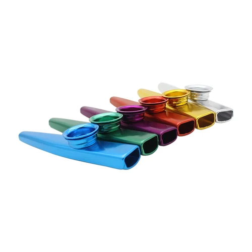 Imagen 2 del producto 10/20 Uds Kazoo Metal colorido Kazoos Orff instrumentos musicales flautas diafragma boca Kazoos guitarra Mate ligero Kazoo