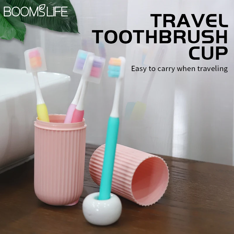 

4PCS Toothbrushes with Travel Toothbrush Storage Case Portable Toothbrush Cup withToothpaste Holder Box Bathroom Accessories