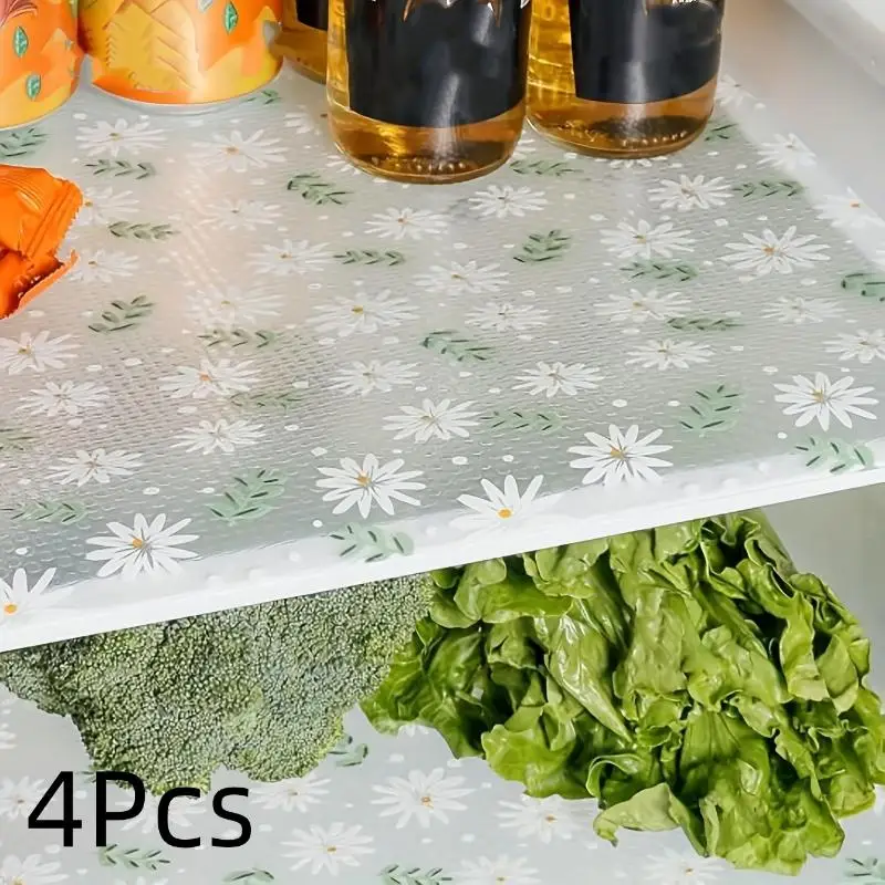 [S]4Pcs Kitchen Cabinet Liners EVA Shelf Drawer Mat Non-Adhesive Waterproof Anti-Slip Anti-Dust Fridge Table Mat For Home Use