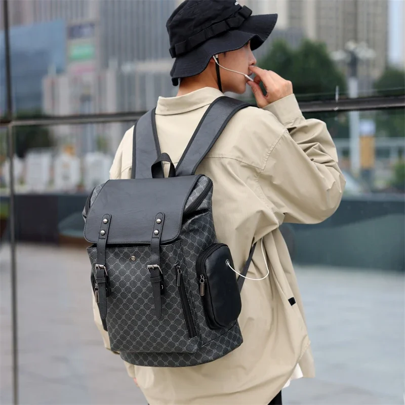 New Fashion Men's Casual Backpack with Printed Design and High Quality Material for Business and Travel