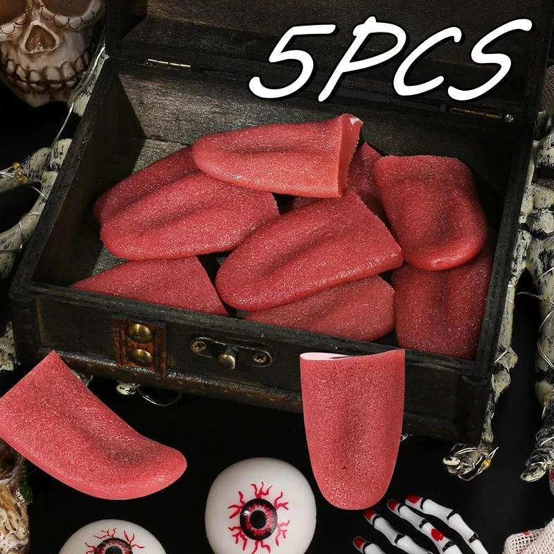 5PCS Adults Kids Magic Realistic Fake Tongue Jokes Practical Pranks Tricks Magician Cosplay Tongues Decoration for Halloween