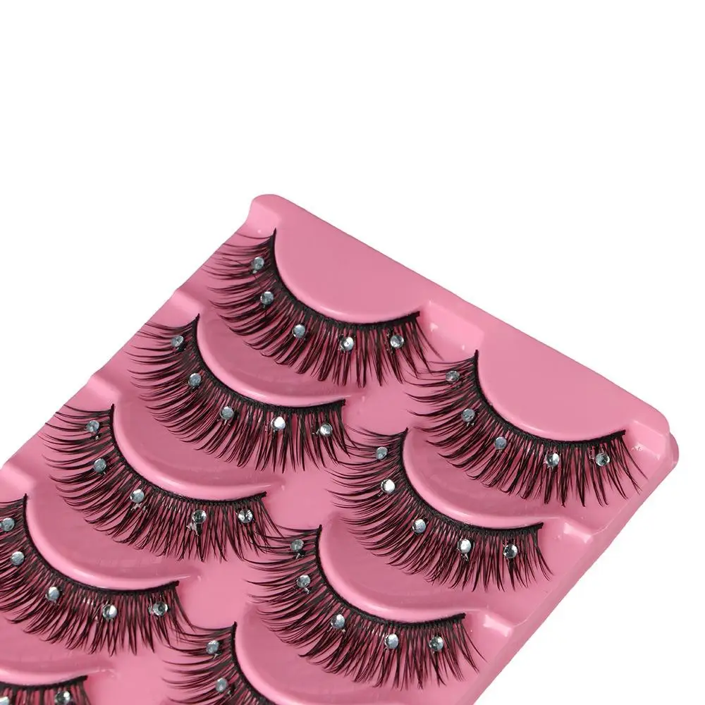 Rhinestone Thick Cross Lash Long Lasting Big Eyes Eyelashes Rhinestone False Eyelashes Lash Extension Sequins False Eyelashes
