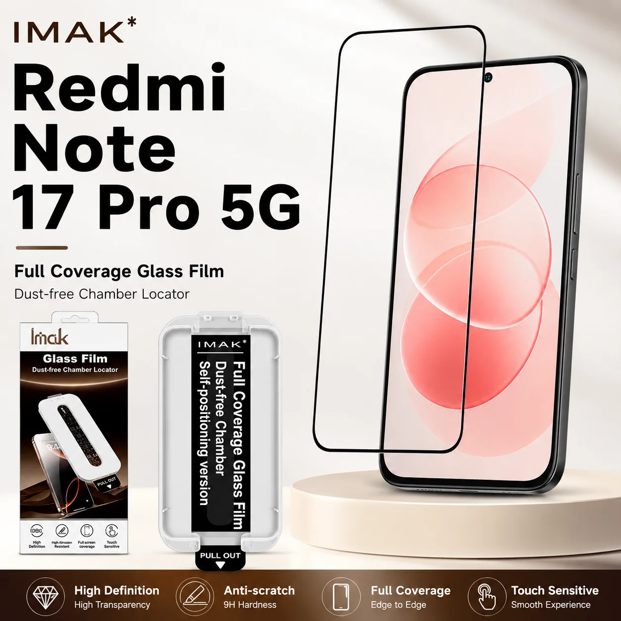 Tempered Glass For Redmi Note 17 Pro 5G Global China Support Fingerprint Protector Film FM0006