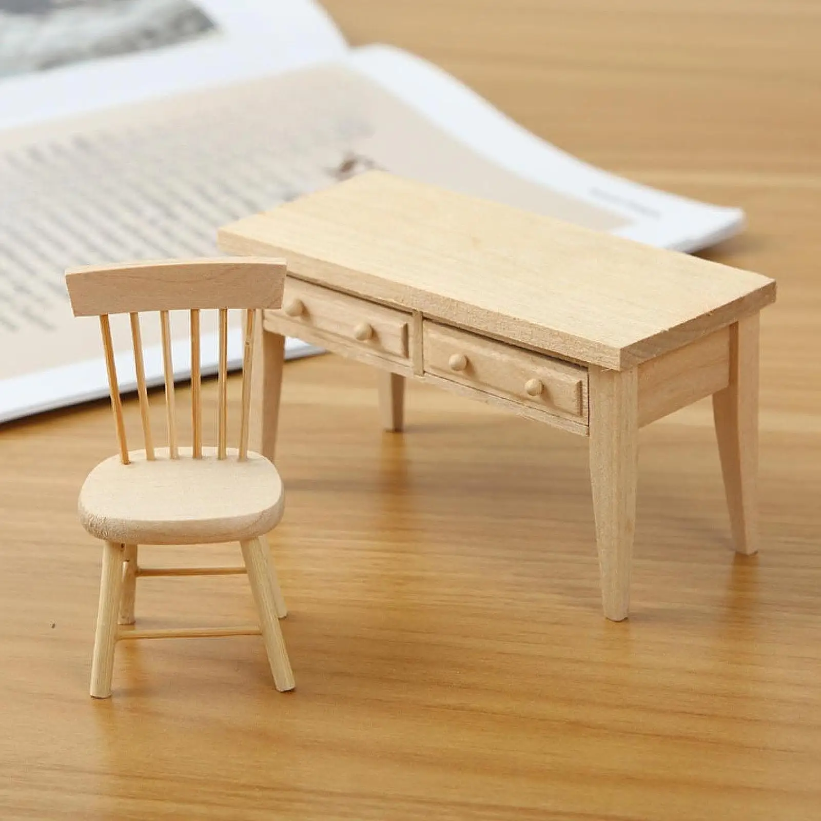 Mini muebles para casa de muñecas 1:12, juego de mesa y sillas, decoración de escena, accesorios para juego de imitación