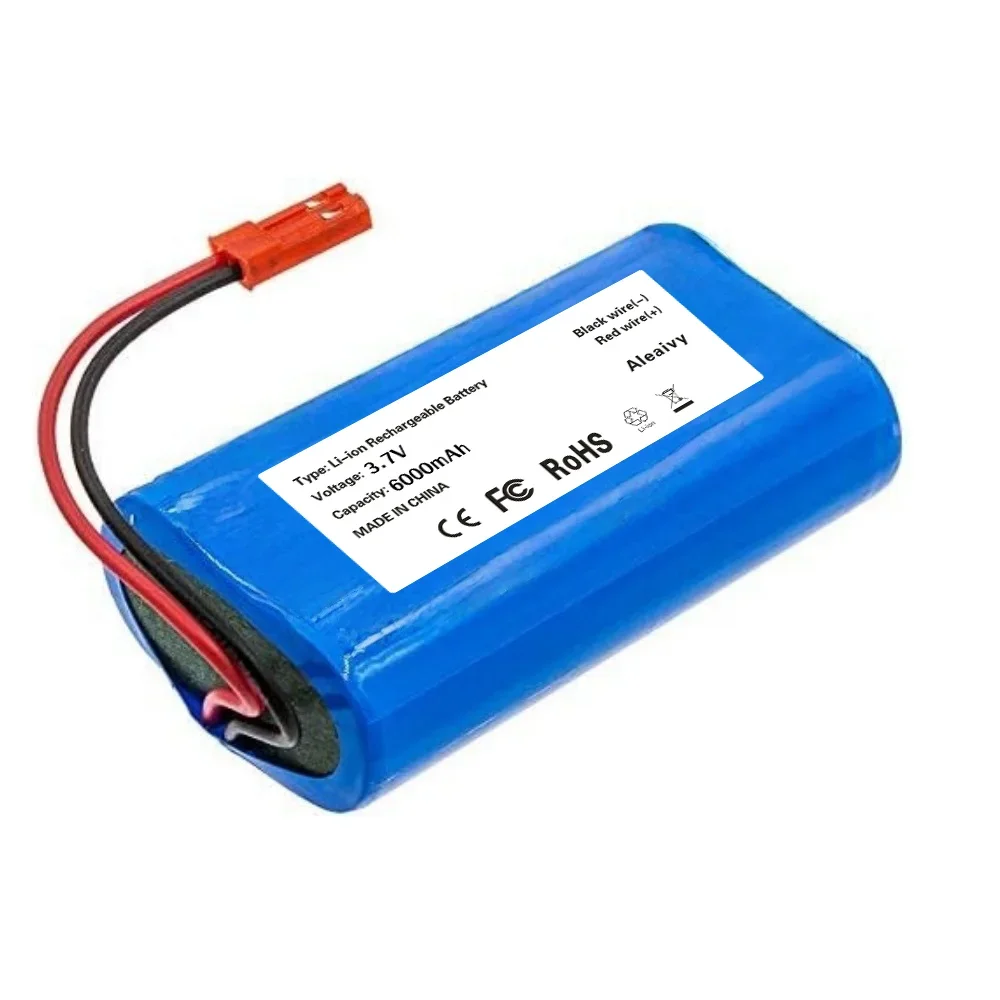 Batterie Li-ion rechargeable 6000 mAh 3,7 V avec prise rouge 2P JST, piles DIY 18650 batterie 1S2P.