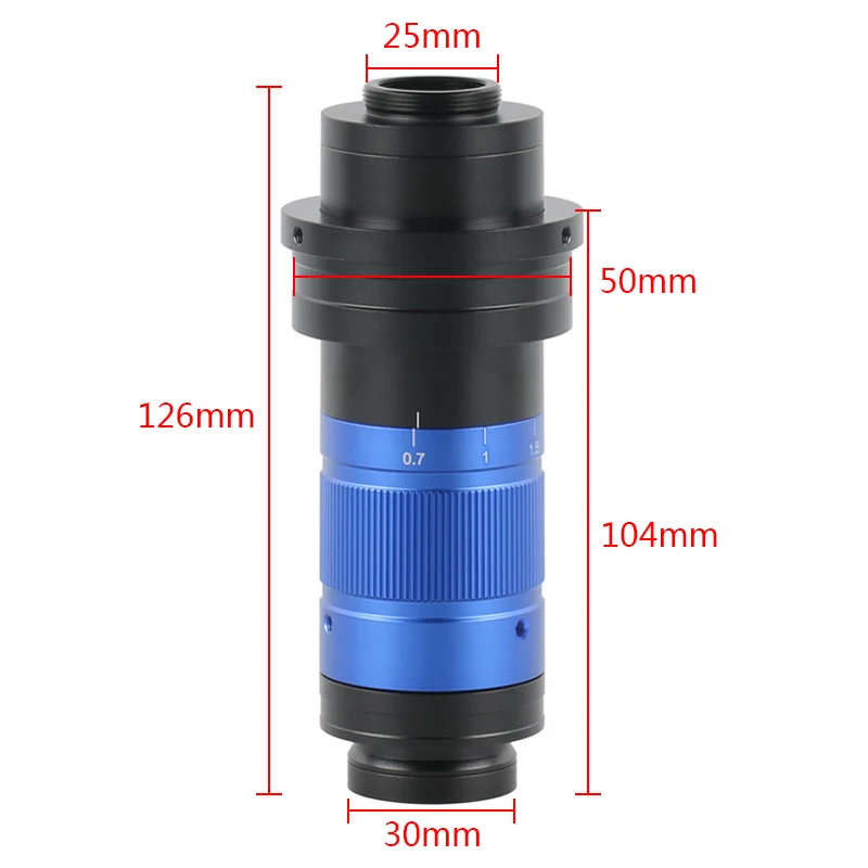 Lente Monocular HD con Zoom ajustable, lente de montaje en C de 0,7x-5,6x, lente continua para cámara de microscopio de Video HDMI, VGA, USB, 300X, 450X, 600X