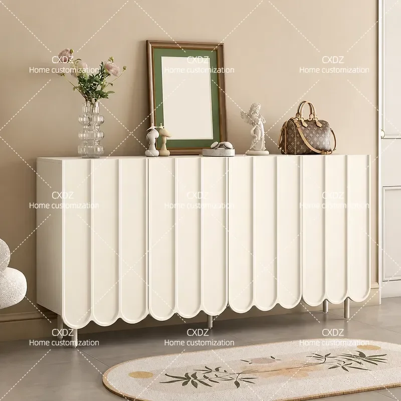 Ultra Thin Shoe Cabinet for Entryway Modern Simple Cream Style Wall Mounted Storage Large Capacity Locker for Home Hallway