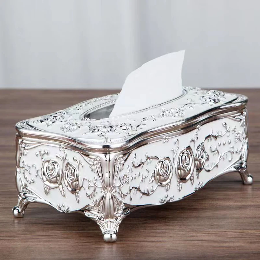 1PC European style tissue box, restaurant napkin extraction box, living room desktop paper extraction storage box