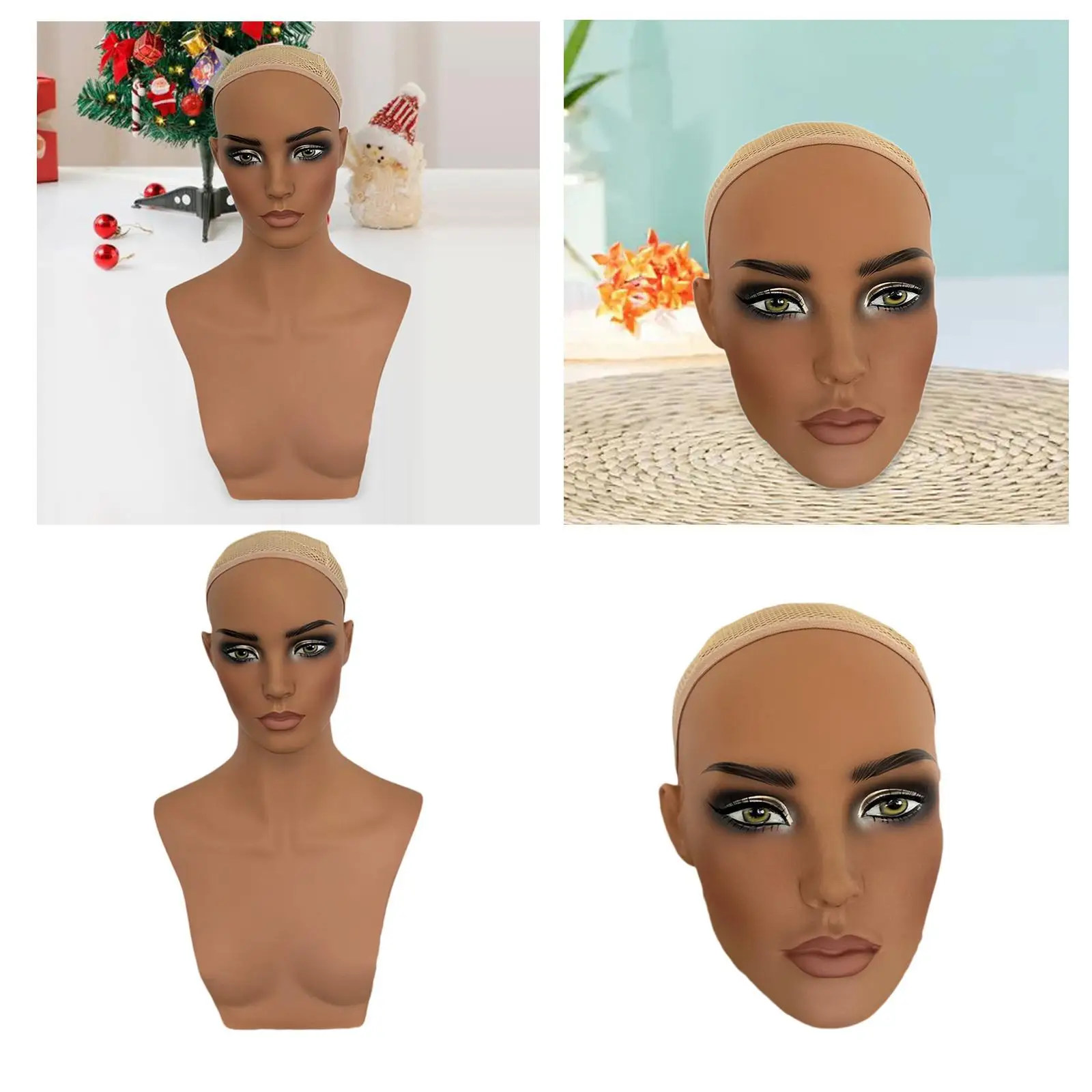 Realistic Mannequin Head, Wig Head with Makeup, Wig Holder, Wig Showing Stand for Earrings, Earphones, Wig, Jewellery