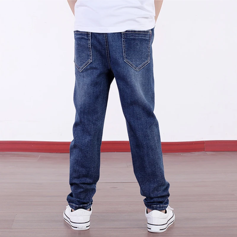 IENENS Fashion Boys Jeans Spring Autumn Long Pants Child Straight Denim Trousers Kids Elastic Waist Pants For 4-10 Years Old