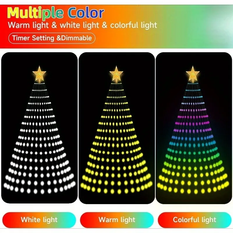 Luces de árbol de cono de Navidad inteligentes para interiores y exteriores, decoración de pared LED para árbol de Navidad, jardín, dormitorio, Bar, boda, fiesta de cumpleaños,