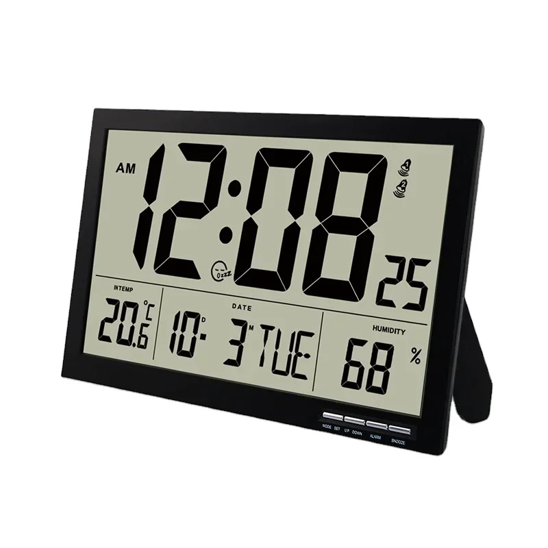 

Big Screen LCD Digital Large Screen Wall Clock Moving Set Twin Bell Alarm Clock for Home Decor