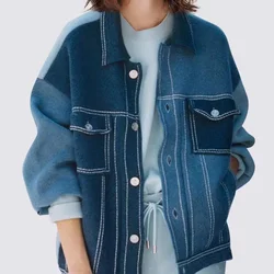 Women's 100% Cashmere Cardigan Sweater Coat Imitation Denim Bottoming Style for Autumn Winter New Trend 2020