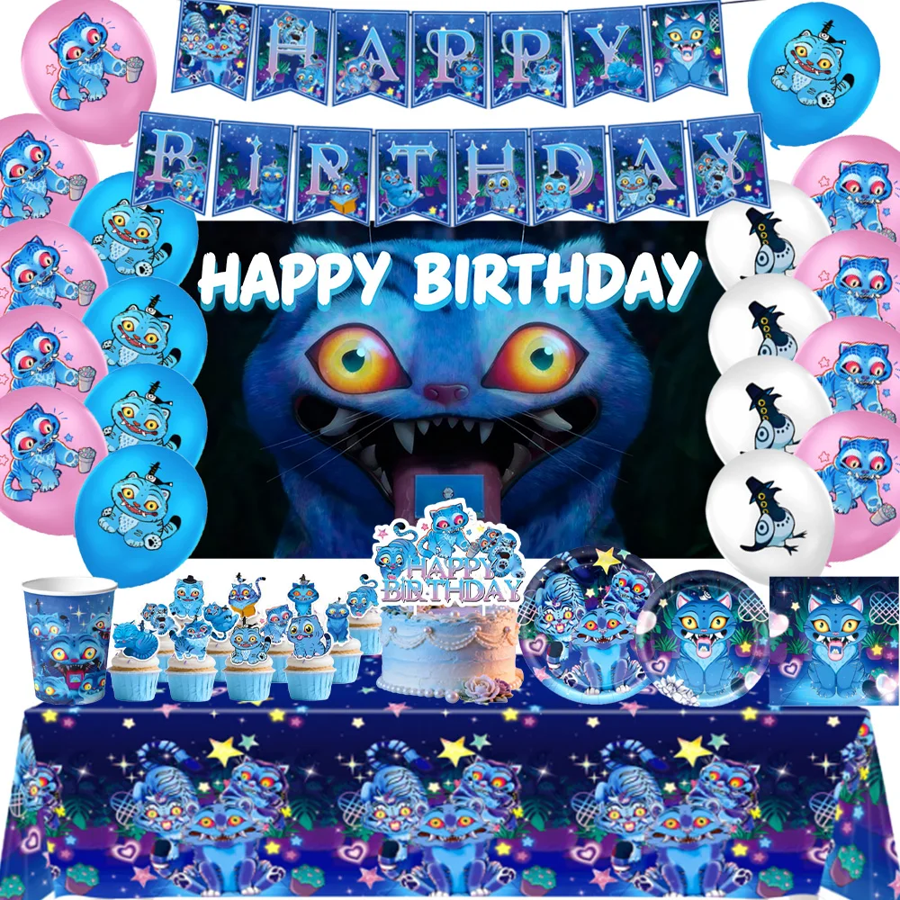 

Kpop Demon Hunter Derpy Theme Birthday Party Decorations Blue Disposable Tableware Plates Anime Balloon Girl Favor Backdrop Gift