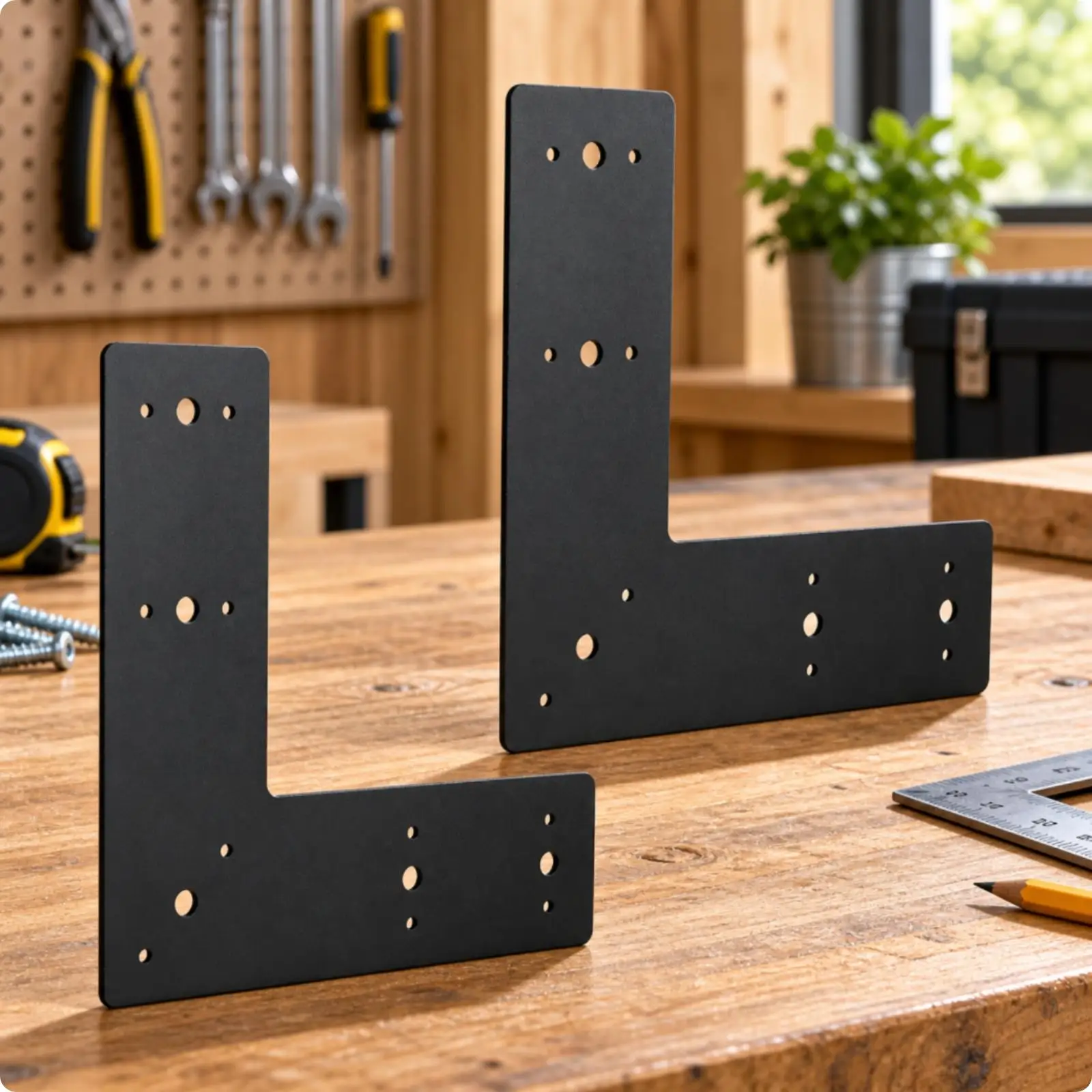 2 Pieces L-Shaped Corner Bracket Powder-Coated Structural Steel Corner Bracket Heavy-Duty Metal Support Brace for Builders, Home