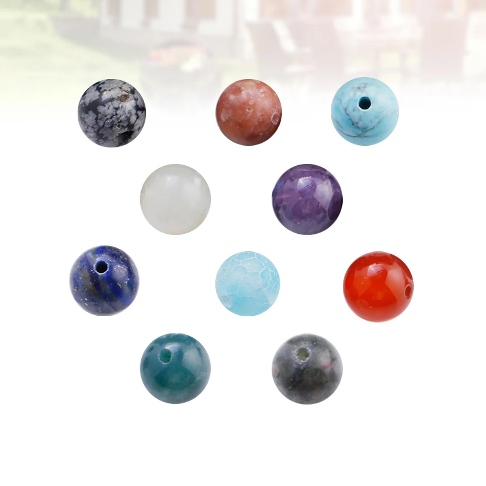 

100 Pcs Natural Stone Beads Round Jewelry Accessories Bright Color Bracelet Necklace Decoration Kit Smooth Creative
