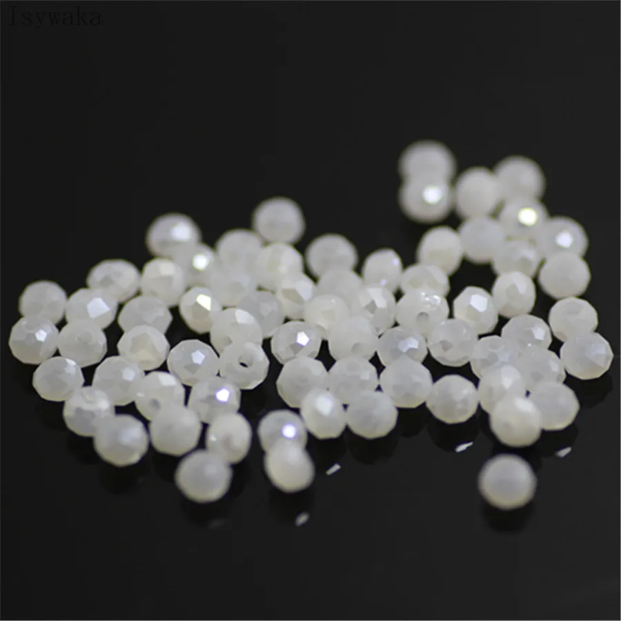 Isywaka Solid white ab Colors 3x4mm 125pcs Rondelle Austria faceted Crystal Glass Beads Loose Spacer Round Beads Jewelry Making