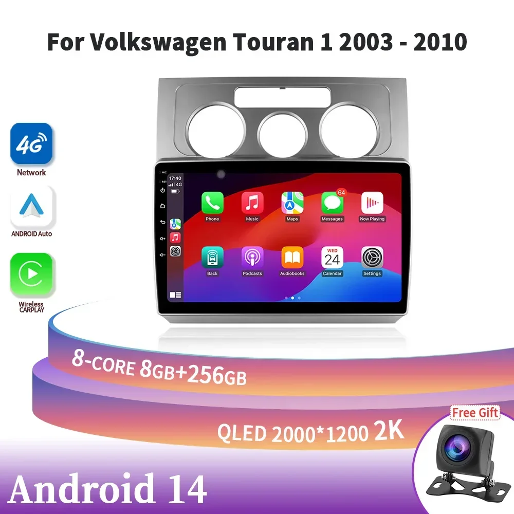 

Android 14 Car Radio For Volkswagen Touran 1 2003-2010 Wireless Carplay Multimedia Navigation Touch Screen Stereo GPS WIFI 2DIN