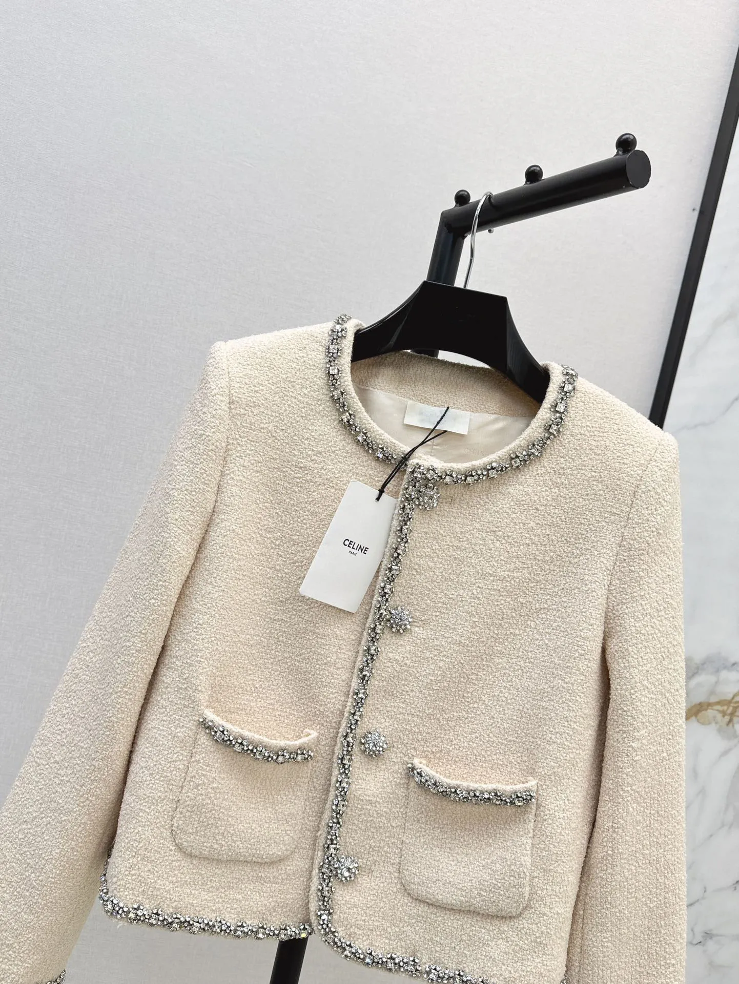 2024 Autumn New High Quality Women's Clothing Elegant classic rhinestone decorative woven jacket 0907