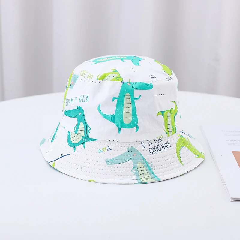 New Summer Panama Baby Girls Hats Cartoon Crocodile Boys Fisherman Hat Baby Sun Hat Outdoor UV Bucket Hat Toddler Kids Sun Cap