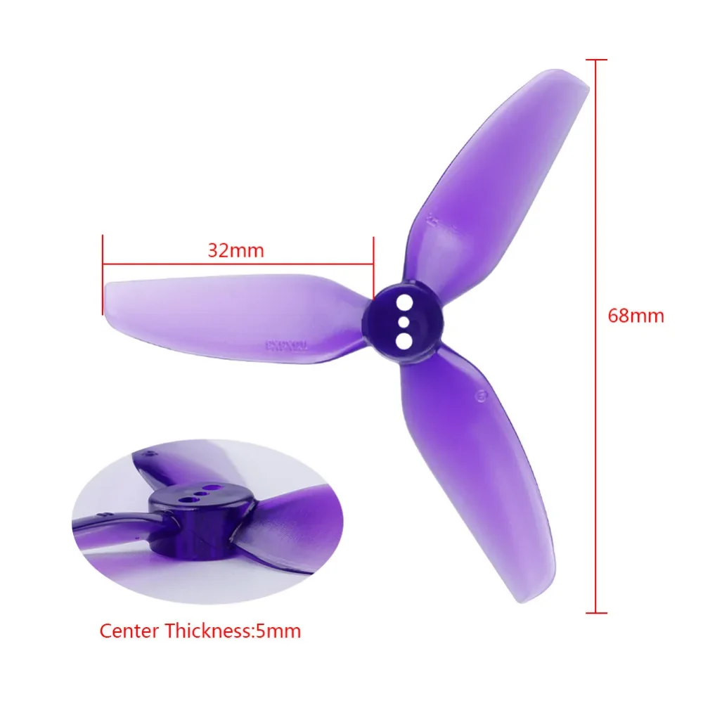 10Pairs(10CW+10CCW) HQPROP T3X3X3 3030 3-Blade Propeller 1.5mm (Random Color) for RC FPV 3inch Toothpick Cinewhoop Drones