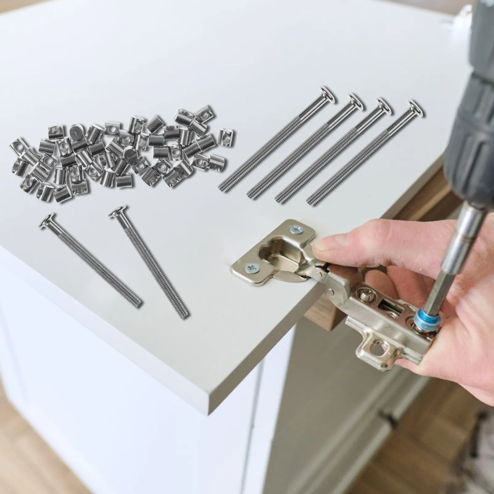 

1Set Nickel Plated Flat Head Bolts Furniture Screws Replacement Crib Hardware Kit Assorted Lengths for Bed Frame Bolts