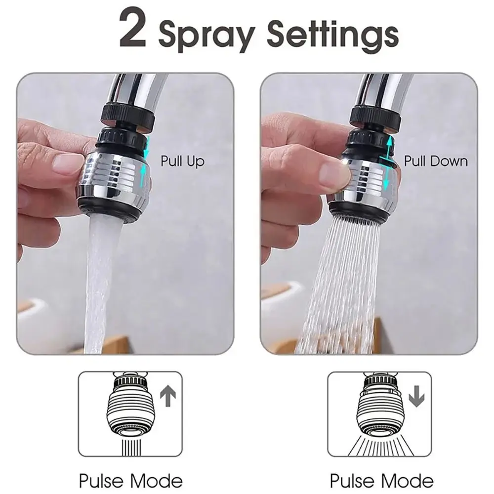 360 Degree Faucet Rotating Bubbler Filter Nozzle Booster Nozzle Extender Anti Splash Head Water Saver Bathroom Kitchen Tools